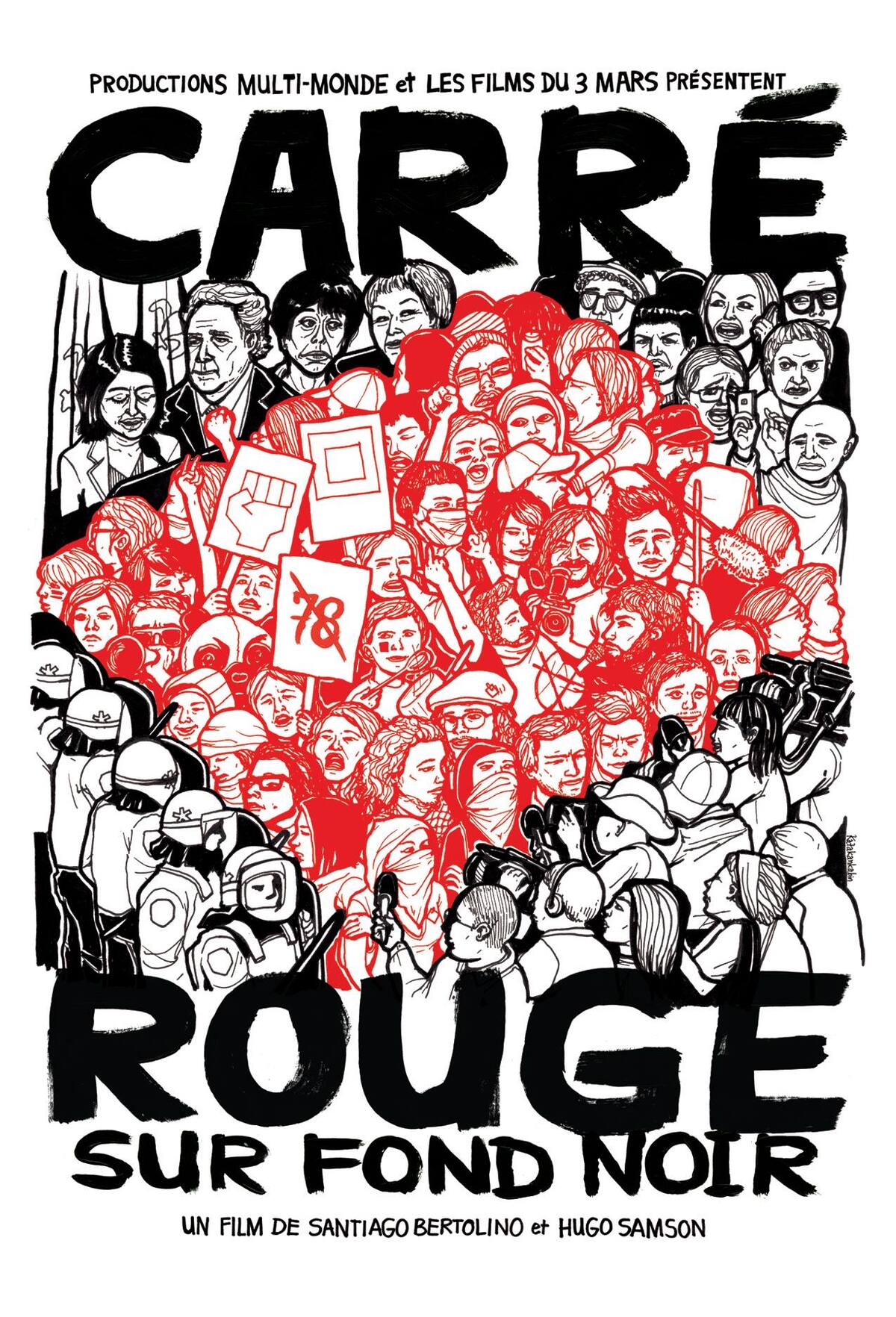 Carre rouge sur fond noir